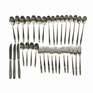 Vtg International Insico Stainless Flatware 34 Pcs Lot MCM Spoons Nassau USA